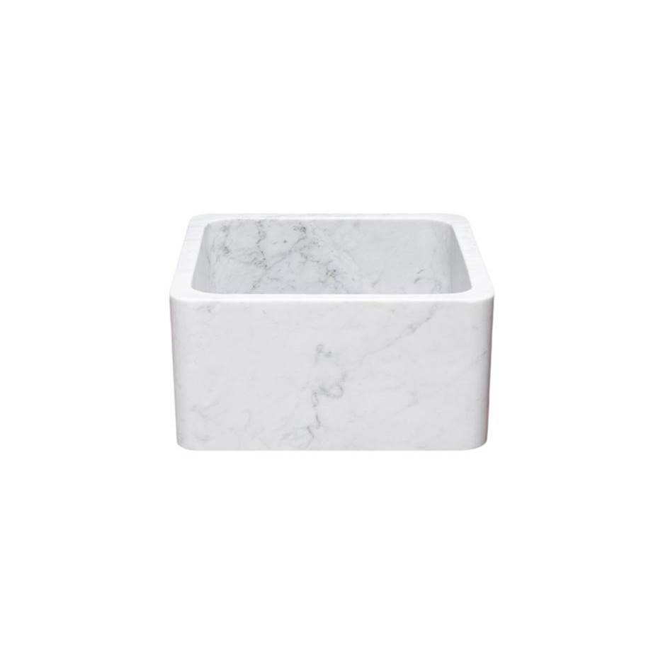The Allstone Group 17'' Farmhouse Kitchen Sink, Reversible, Carrara Marble