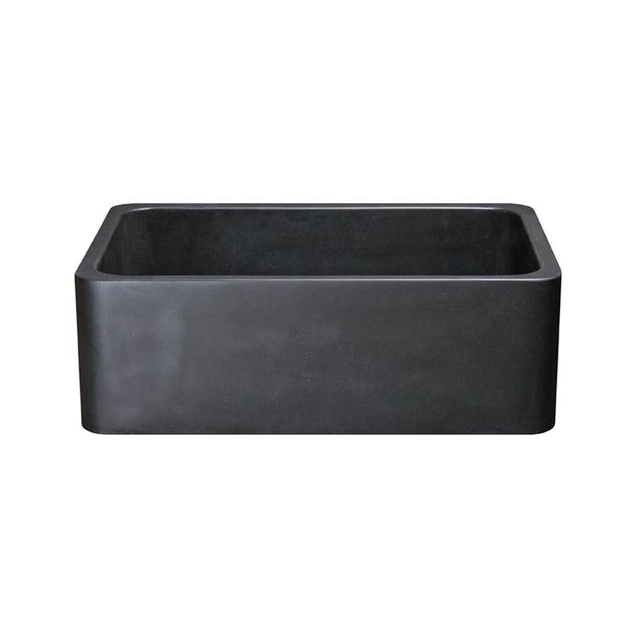 The Allstone Group 30'' Farmhouse Kitchen Sink, Single Bowl, Reversible, Black Basalt