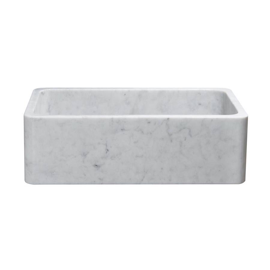 The Allstone Group 33'' Farmhouse Kitchen Sink, Single Bowl, Reversible, Carrara Marble