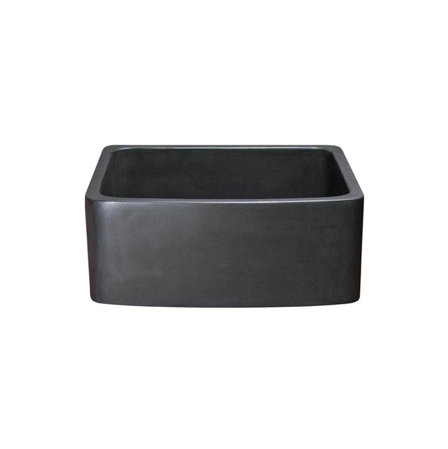 The Allstone Group 24'' Farmhouse Kitchen Sink, Curved Front, Reversible, Black Basalt