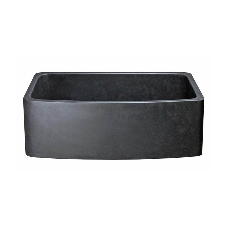 The Allstone Group 30'' Farmhouse Kitchen Sink, Curved Front, Reversible, Single Bowl, Black Basalt