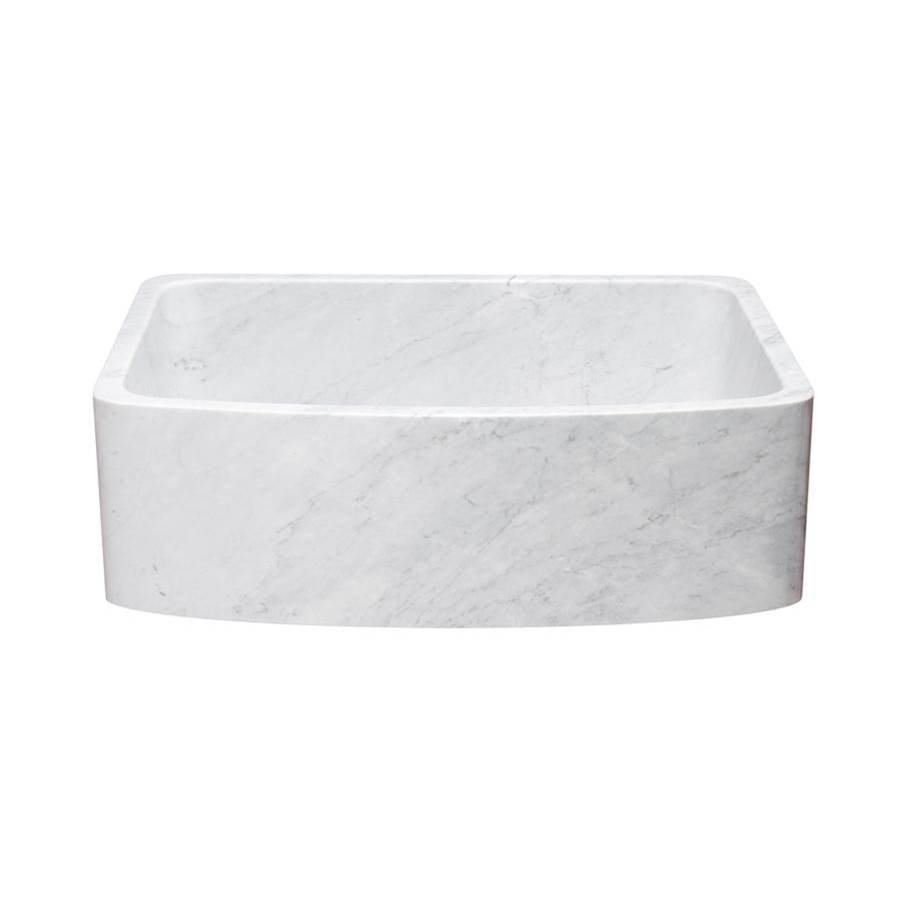 The Allstone Group 30'' Farmhouse Kitchen Sink, Curved Front, Reversible, Single Bowl, Carrara Marble