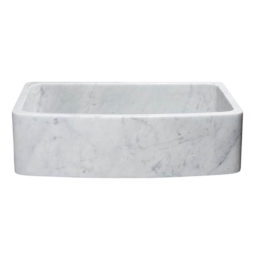 The Allstone Group 36'' Farmhouse Kitchen Sink, Single Bowl, Curved Front, Reversible, Carrara Marble