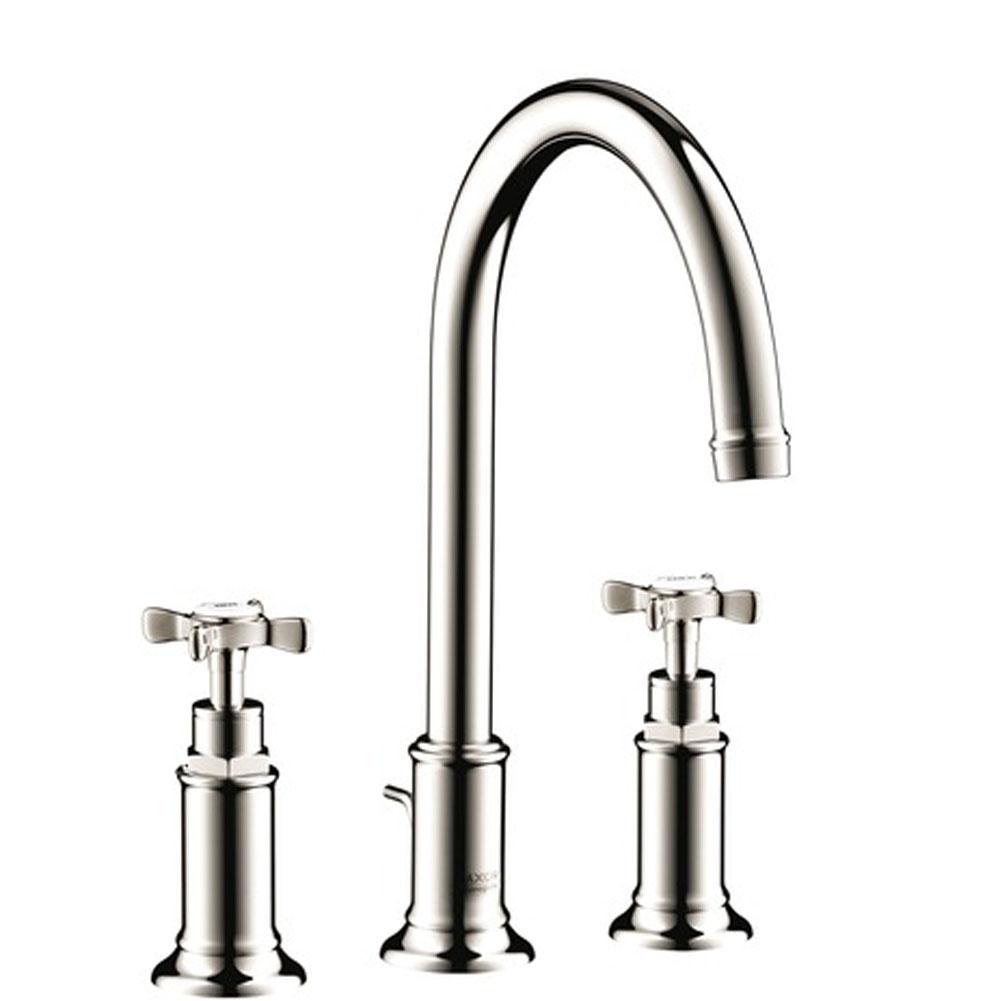 Axor Montreux Widespread Faucet 180 with Cross Handles and Pop-Up Drain, 1.2 GPM in Polished Nickel