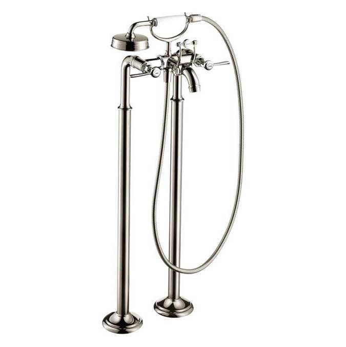 Axor Montreux 2-Handle Freestanding Tub Filler Trim with Lever Handles and 1.8 GPM Handshower in Polished Nickel