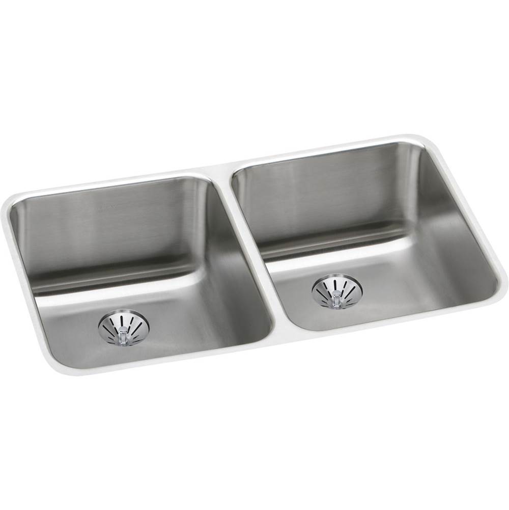 Elkay Lustertone Classic Stainless Steel 30-3/4'' x 18-1/2'' x 10'', Double Bowl Undermount Sink with Perfect Drain