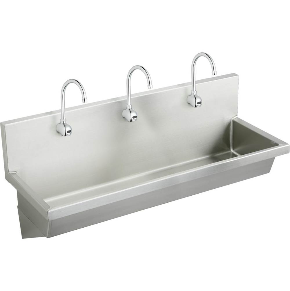 Elkay Stainless Steel 60'' x 20'' x 8'', Wall Hung Multiple Station Hand Wash Sink Kit