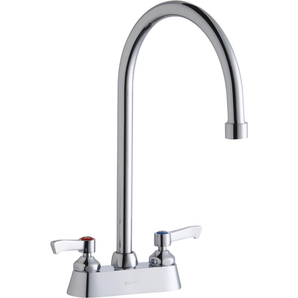 Elkay 4'' Centerset with Exposed Deck Faucet with 8'' Gooseneck Spout 2'' Lever Handles Chrome