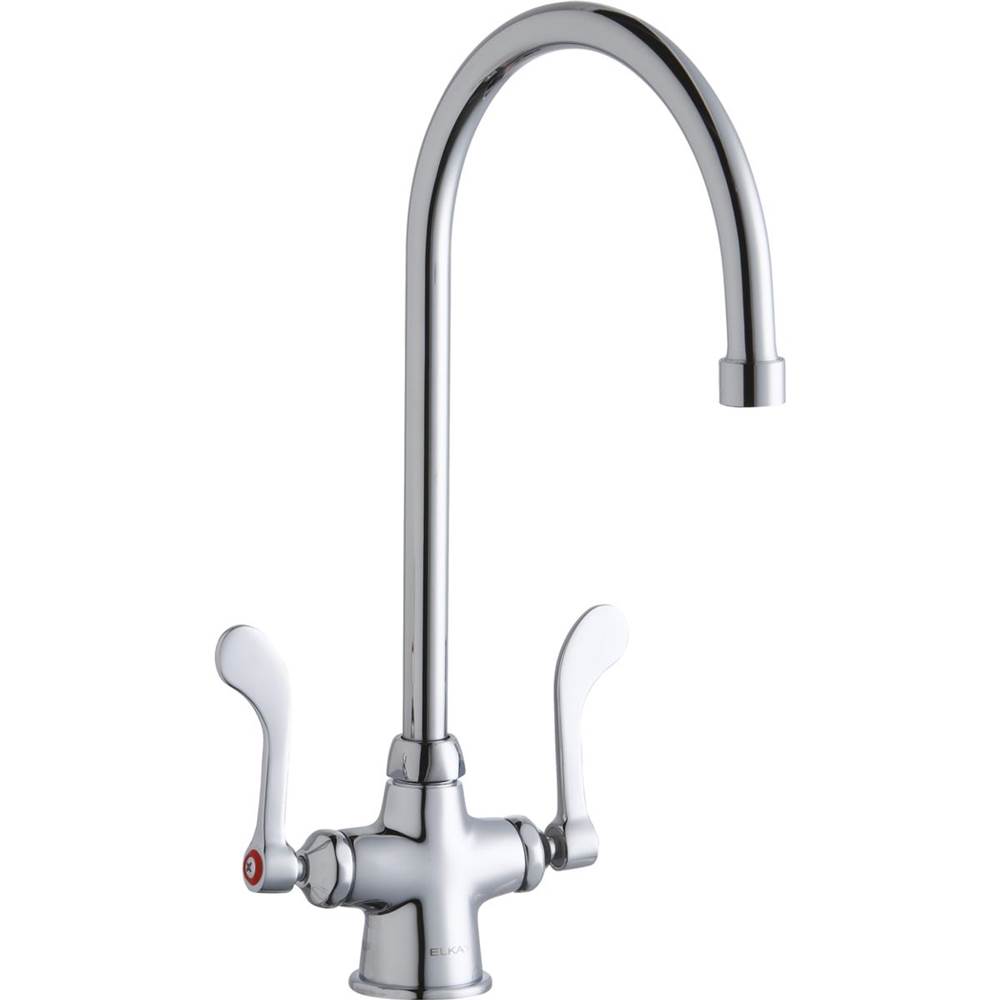 Elkay Single Hole with Concealed Deck Faucet with 8'' Gooseneck Spout 4'' Wristblade Handles Chrome