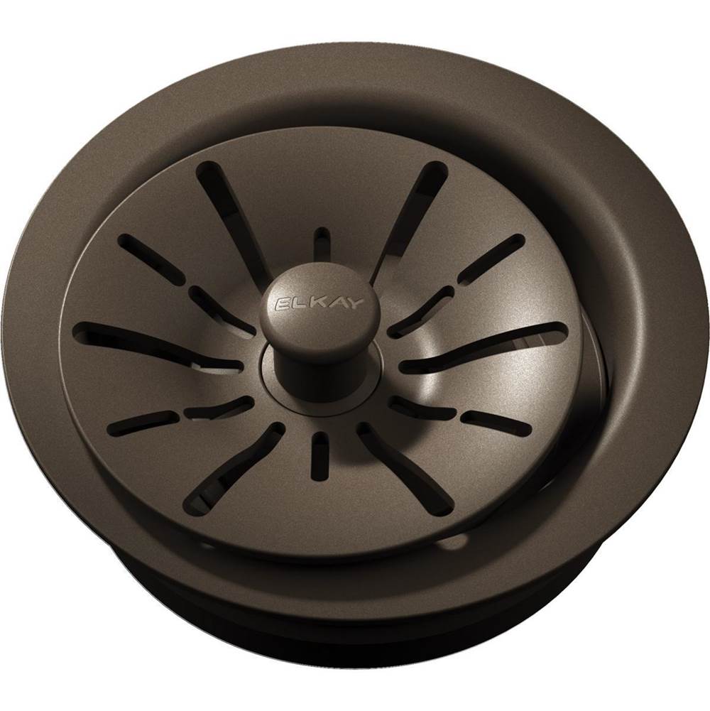 Elkay Quartz Perfect Drain 3-1/2'' Polymer Disposer Flange with Removable Basket Strainer and Rubber Stopper Chestnut