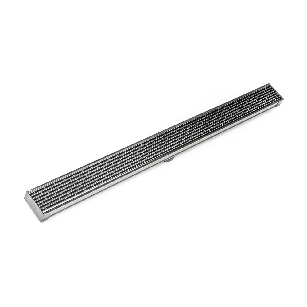 Infinity Drain 36'' S-PVC Series Low Profile Complete Kit with 2 1/2'' Perforated Offset Slot Grate in Satin Stainless