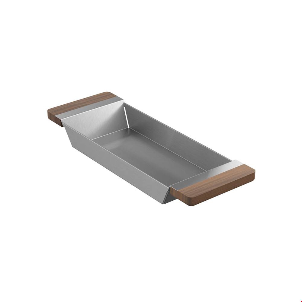 Home Refinements by Julien Tray For Fira Sink W/Ledge, Walnut Handles, 6X17-1/4X2-1/4