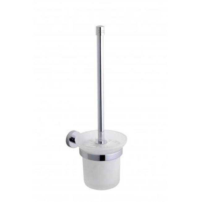 Kartners OSLO - Wall Mounted Toilet Brush Set with Frosted Glass-Brushed Chrome
