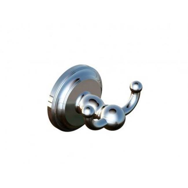 Kartners FLORENCE - Double Prong Robe Hook-Unlacquered Brass