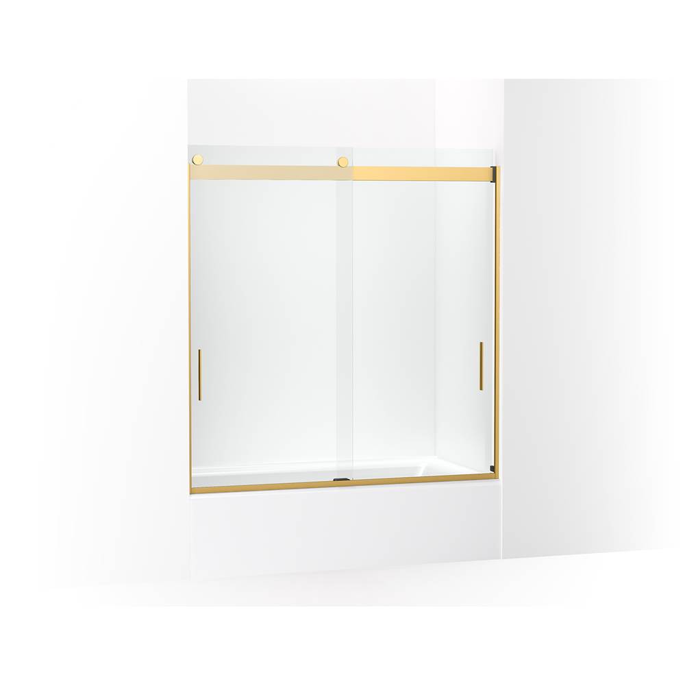 Kohler Levity Sliding bath door, 62-in H x 56-5/8 - 59-5/8-in W, with 1/4-in thick Crystal Clear glass