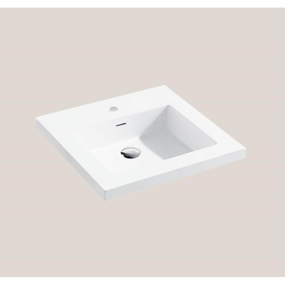 Madeli Urban-18 24''W Solid Surface, Top/Basin. Glossy White, Single Faucet Hole. W/Overflow, Basin Depth: 5-3/4'', 23-7/8'' X 18-1/8'' X 1-1/2''