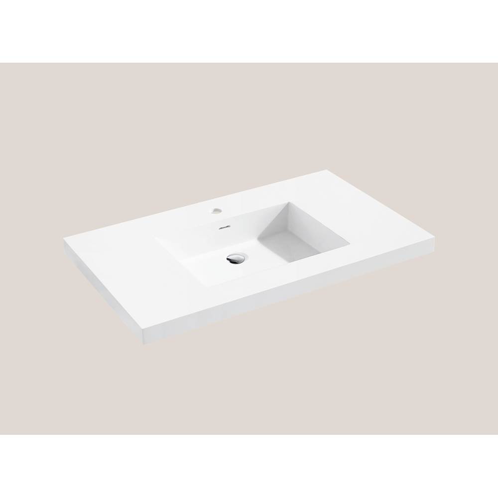 Madeli Urban-22 36''W Solid Surface, Top/Basin. Glossy White, No Faucet Hole. W/Overflow, Basin Depth: 5-3/4'', 35-7/8'' X 22-3/16'' X 2''