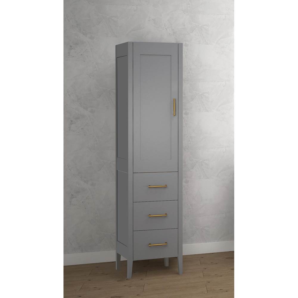 Madeli 18''W Encore Linen Cabinet, Studio Grey. Free Standing, Right Hinged Door, Brushed Nickel Handles (X4), 18'' X 18'' X 76''