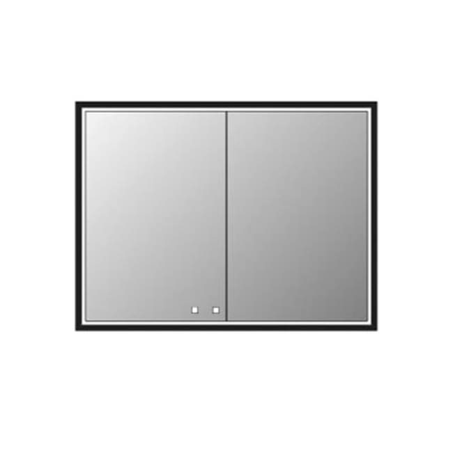 Madeli Illusion Lighted Mirrored Cabinet , 48''X 36''-24L/24R - Recessed Mount, Satin Brass Frame-Lumen Touch+, Dimmer-Defogger-2700/4000 Kelvin