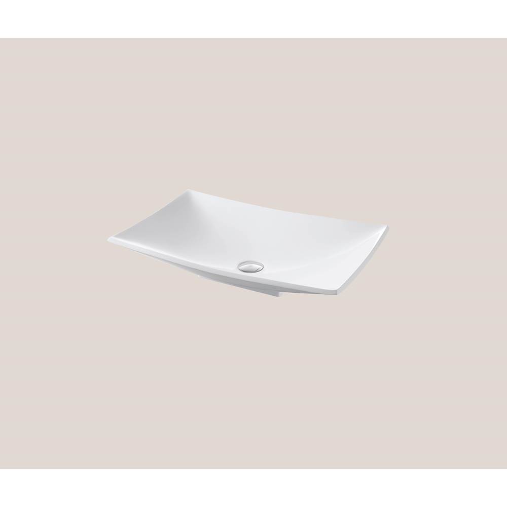 Madeli Solid Surface Vessel. Free Form, Glossy White. No Overflow, 25-9/16'' X 15-3/4'' X 4-3/4''