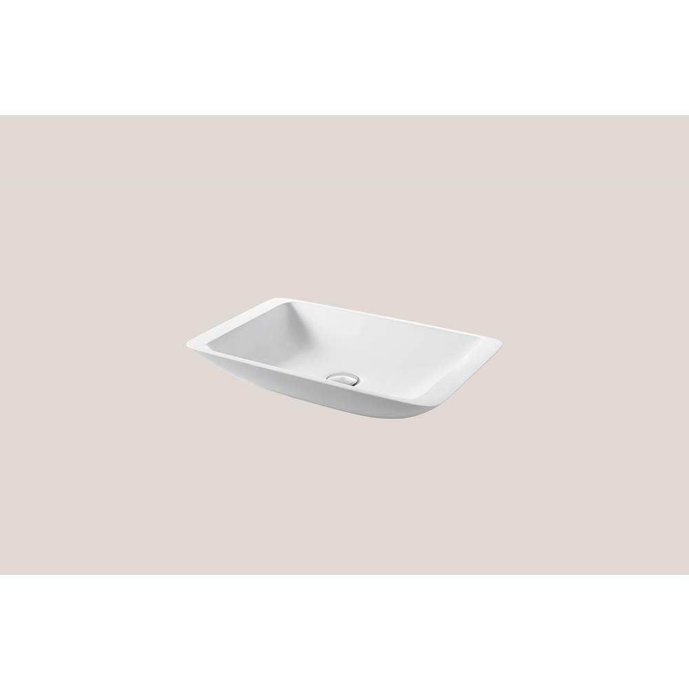 Madeli Solid Surface Vessel. Rectangular , Beveled. Glossy White. No Overflow, 22-7/8'' X 13-5/16'' X 4''