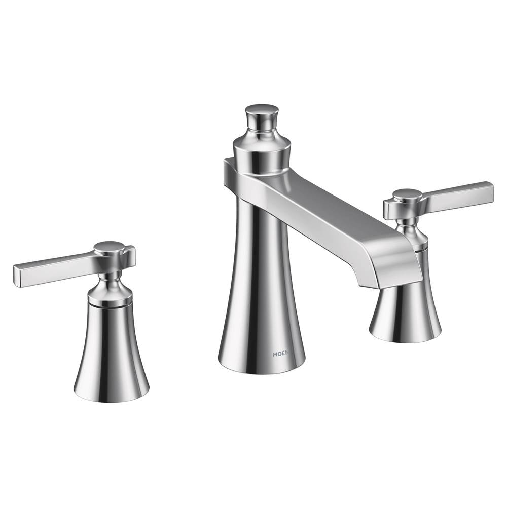 Moen Flara 2-Handle Deck-Mount Roman Tub Faucet Trim Kit with Lever Handles in Chrome (Valve Sold Separately)