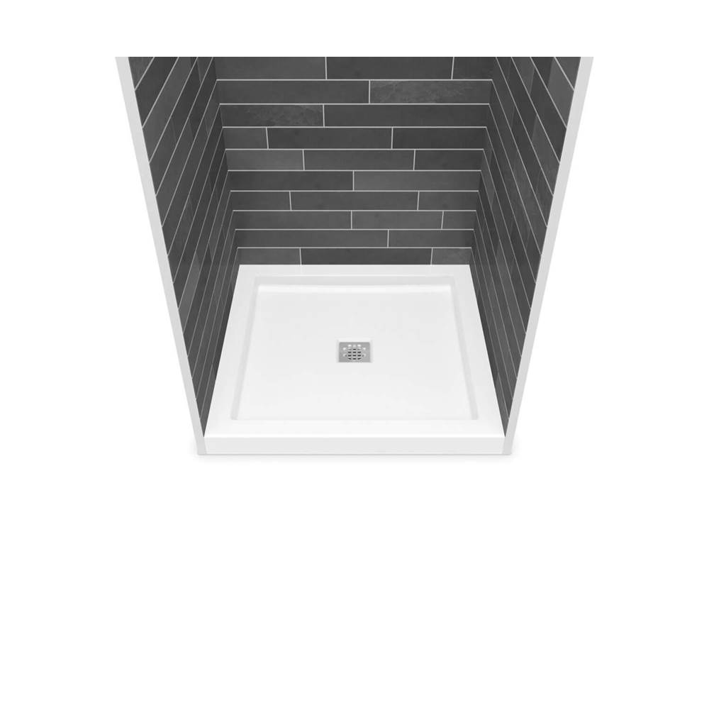 Maax B3Square 3636 Acrylic Alcove Shower Base in White with Center Drain