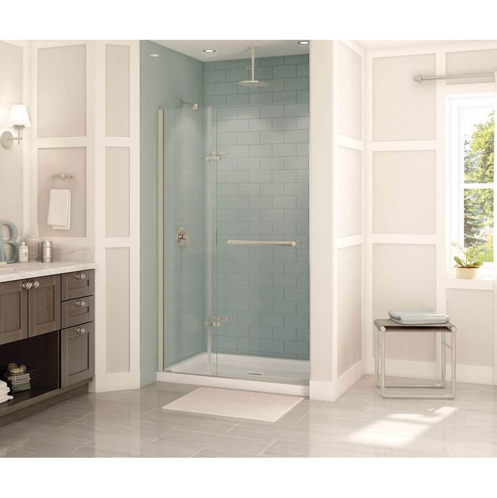 Maax Reveal 71 51 1/2-54 1/2 x 71 1/2 in. 8mm Pivot Shower Door for Alcove Installation with Clear glass in Brushed Nickel