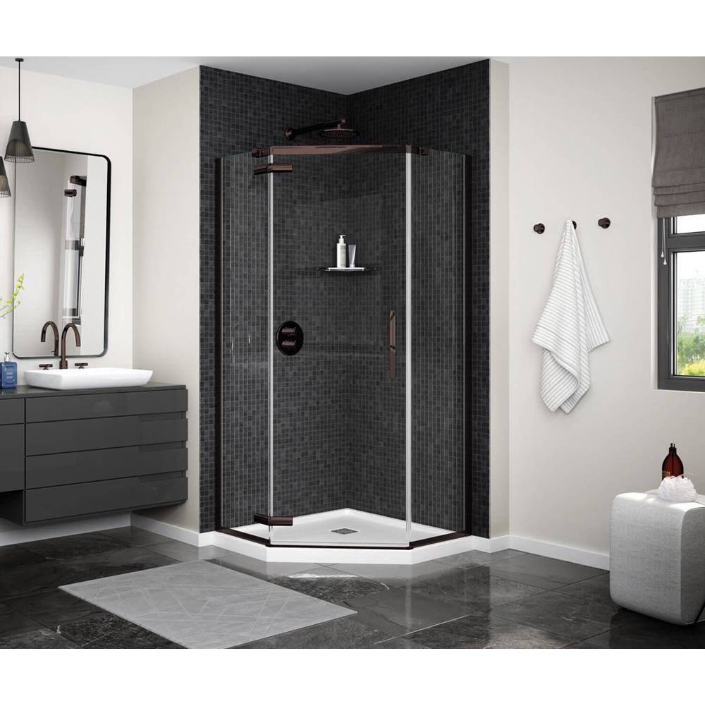 Maax Link Curve Neo-angle 40 x 40 x 75 in. 8mm Pivot Shower Door for Corner Installation with Clear glass in Dark Bronze