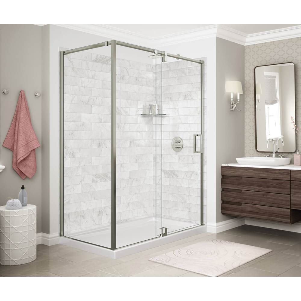 Maax ModulR 60 x 32 x 78 in. 8mm Pivot Shower Door for Corner Installation with Clear glass in Brushed Nickel