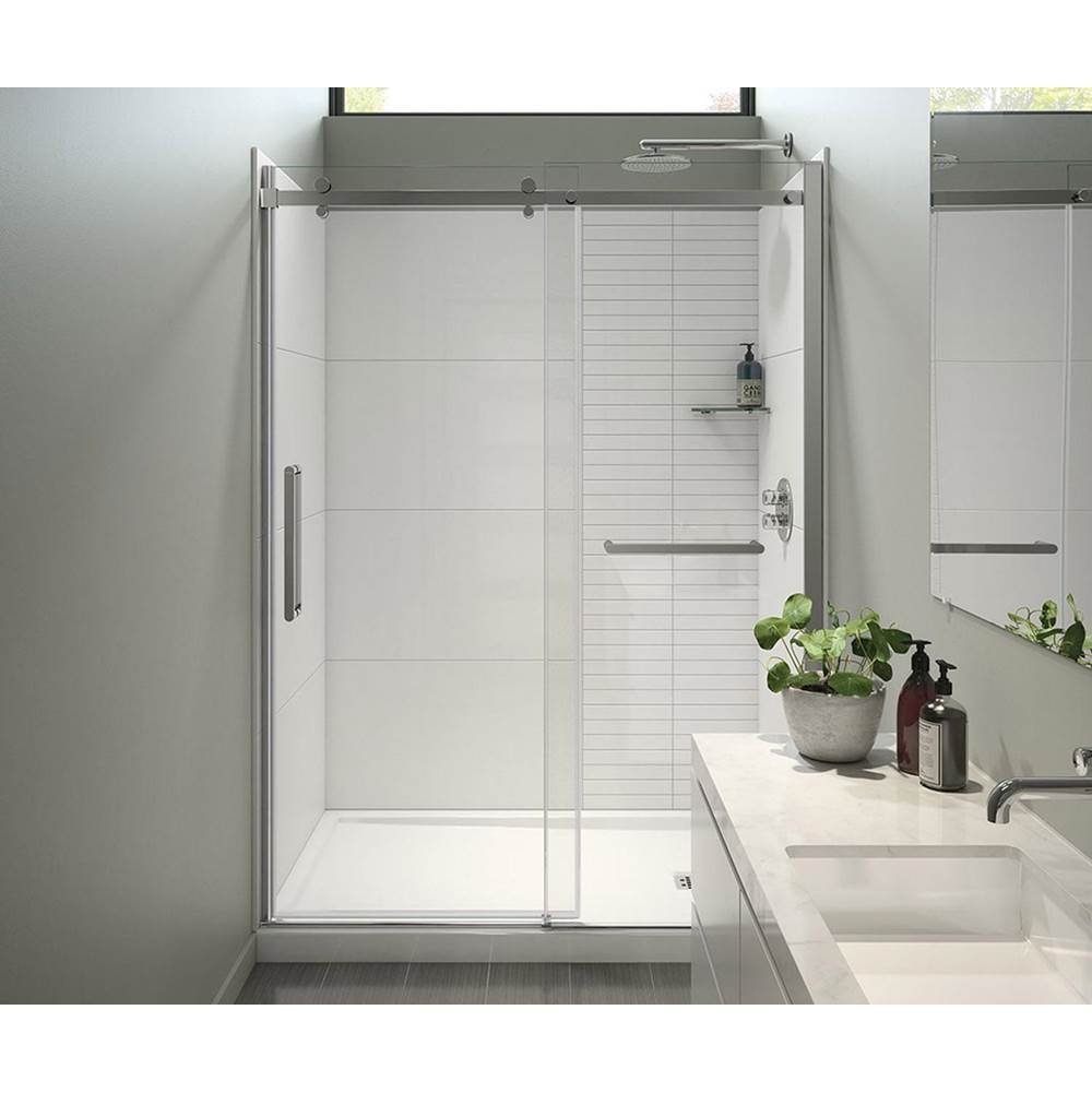 Maax Halo Pro 56 1/2-59 x 78 3/4 in. 8 mm Sliding Shower Door with Towel Bar for Alcove Installation with Clear glass in Chrome