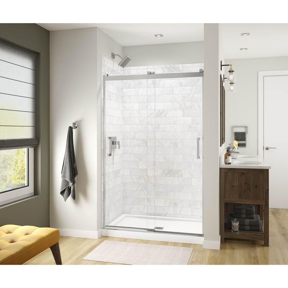 Maax Revelation Square 44-47 x 70 1/2-73 in. 6 mm Sliding Shower Door for Alcove Installation with Clear glass in Chrome