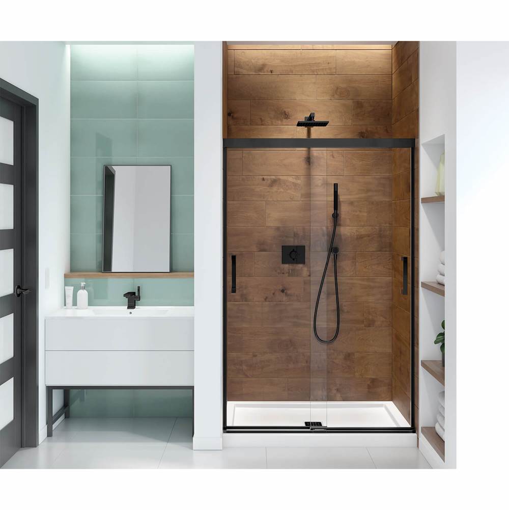 Maax Incognito 70 44-47 x 70 1/2 in. 8mm Sliding Shower Door for Alcove Installation with Clear glass in Matte Black