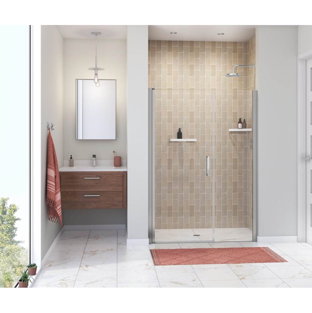 Maax Manhattan 49-51 x 68 in. 6 mm Pivot Shower Door for Alcove Installation with Clear glass & Round Handle in Chrome