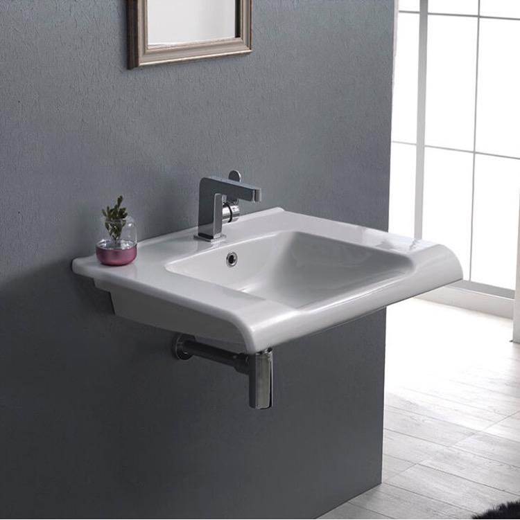 Nameeks Anova Rectangular Wall Mounted Bathroom Sink in White