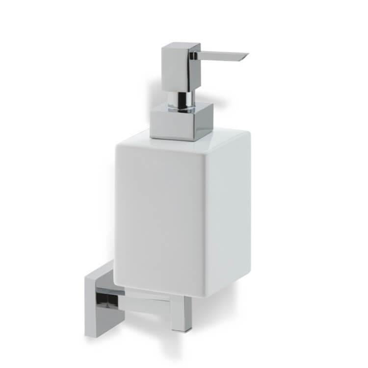 Nameeks Chrome Wall Mounted Square White Ceramic Soap Dispenser