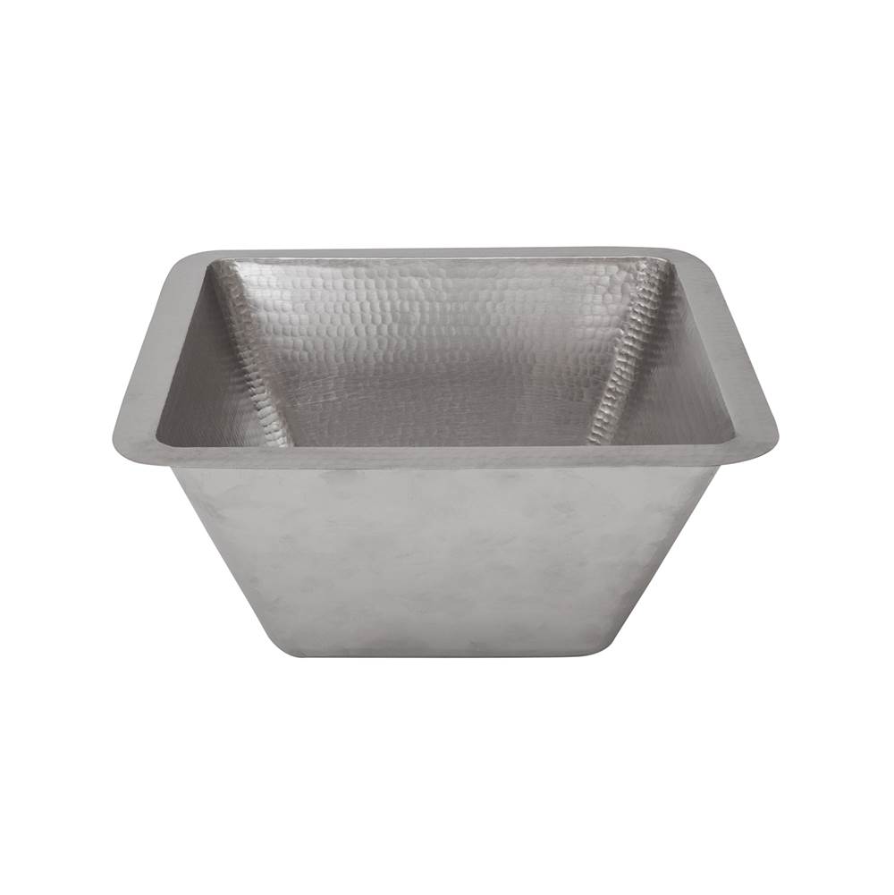 Premier Copper Products 15'' Square Hammered Copper Bar/Prep Sink in Nickel w/ 3.5'' Drain Size