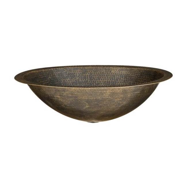 Premier Copper Products 19'' Oval Under Counter Hammered Copper Bathroom Sink In Antique Brass