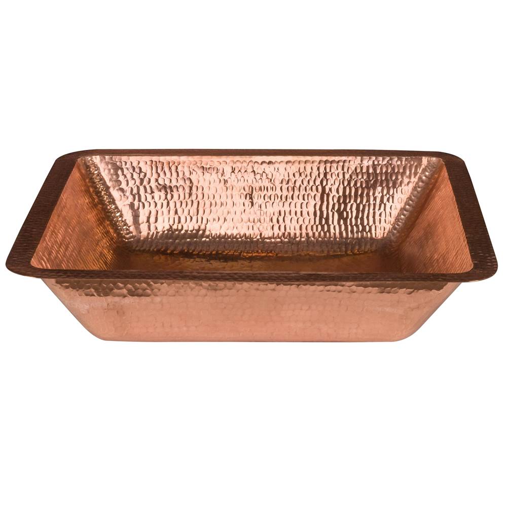 Premier Copper Products 19'' Rectangle Under Counter Hammered Copper Bathroom Sink in Polished Copper