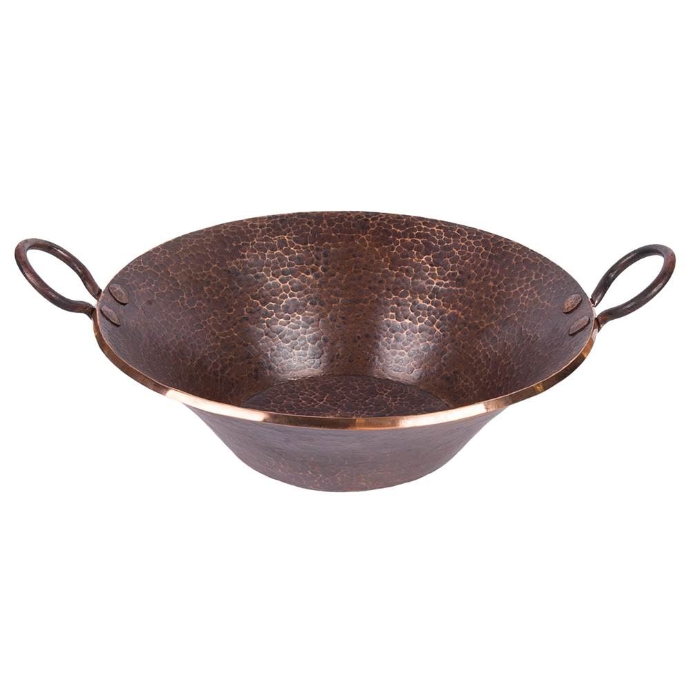 Premier Copper Products Round Hand Forged Old World Miners Pan Copper Vessel Sink