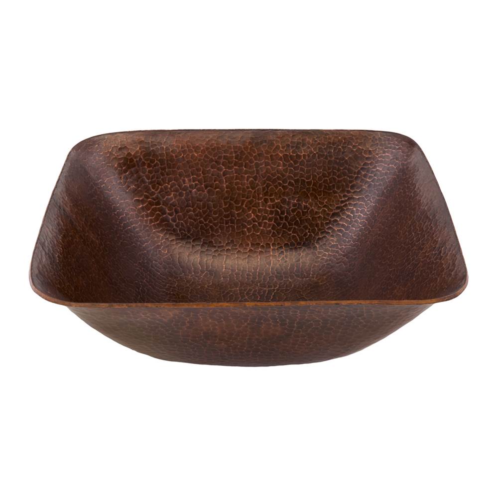 Premier Copper Products 14'' Square Vessel Hammered Copper Sink